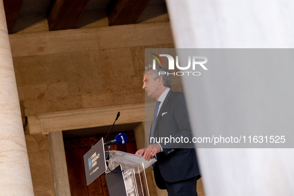 Stephen Dunbar-Johnson, the president of International of The New York Times Company, speaks at the Athens Democracy Forum. The President of...