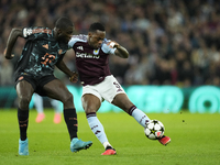 Jhon Duran centre-forward of Aston Villa and Colombia shooting to goal during the UEFA Champions League 2024/25 League Phase MD2 match betwe...