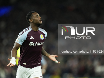 Jhon Duran centre-forward of Aston Villa and Colombia celebrates after scoring his sides first goal during the UEFA Champions League 2024/25...