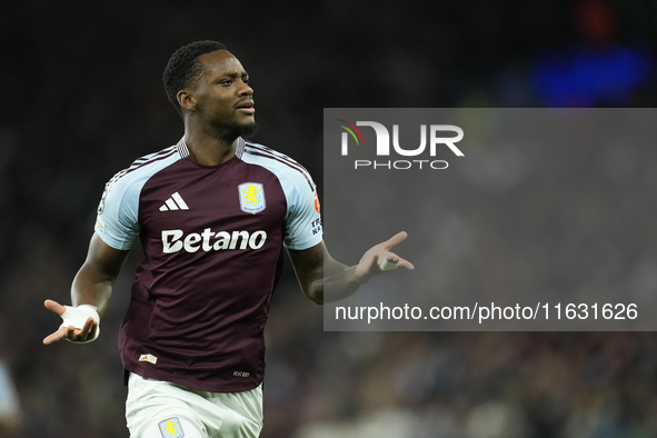 Jhon Duran centre-forward of Aston Villa and Colombia celebrates after scoring his sides first goal during the UEFA Champions League 2024/25...