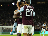 Jhon Duran centre-forward of Aston Villa and Colombia celebrates after scoring his sides first goal during the UEFA Champions League 2024/25...