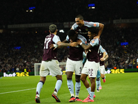 Jhon Duran centre-forward of Aston Villa and Colombia celebrates after scoring his sides first goal during the UEFA Champions League 2024/25...