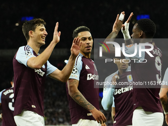 Jhon Duran centre-forward of Aston Villa and Colombia celebrates after scoring his sides first goal during the UEFA Champions League 2024/25...