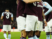 Jhon Duran centre-forward of Aston Villa and Colombia celebrates after scoring his sides first goal during the UEFA Champions League 2024/25...