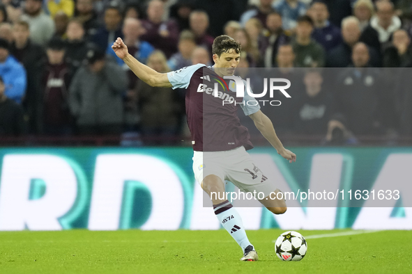 Pau Torres centre-back of Aston Villa and Spain does passed during the UEFA Champions League 2024/25 League Phase MD2 match between Aston Vi...