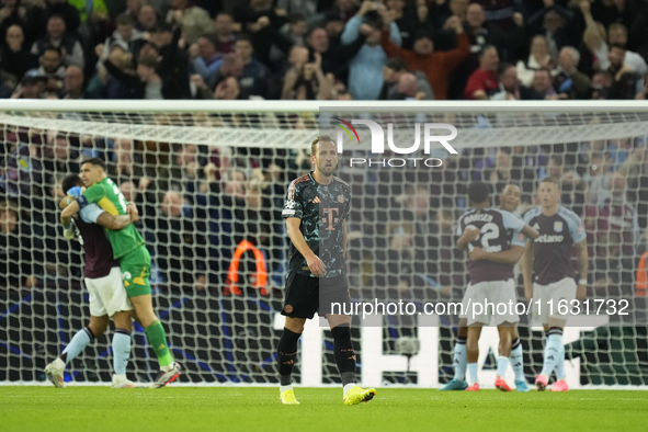 Harry Kane centre-forward of Bayern Munich and England dejected after lossing the UEFA Champions League 2024/25 League Phase MD2 match betwe...