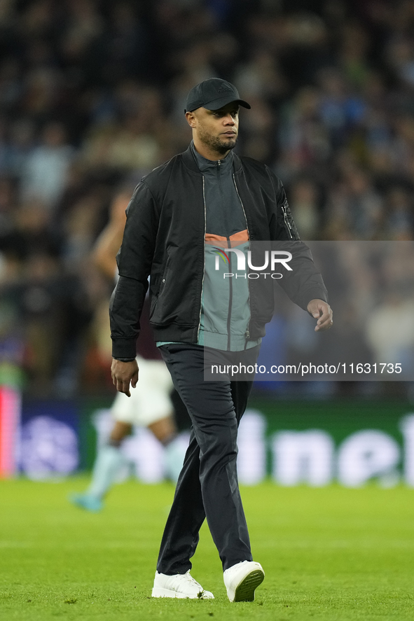 Vincent Kompany head coach of Bayern Munich after lossing the UEFA Champions League 2024/25 League Phase MD2 match between Aston Villa FC an...