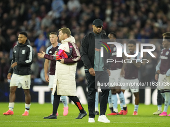 Vincent Kompany head coach of Bayern Munich after lossing the UEFA Champions League 2024/25 League Phase MD2 match between Aston Villa FC an...