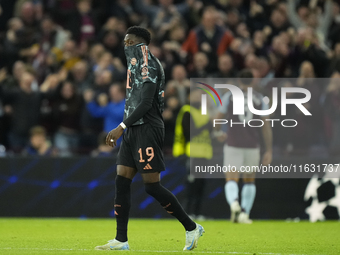 Alphonso Davies left-back of Bayern Munich and Canada dejected after lossing the UEFA Champions League 2024/25 League Phase MD2 match betwee...