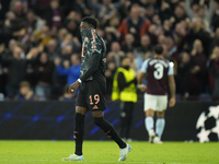 Alphonso Davies left-back of Bayern Munich and Canada dejected after lossing the UEFA Champions League 2024/25 League Phase MD2 match betwee...