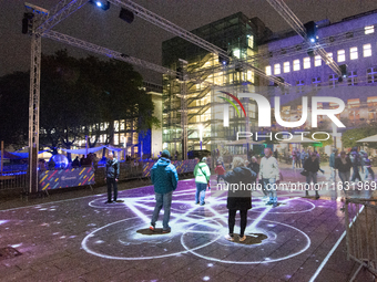 Portugal artist OCUBO art installation is seen during the opening of the Essen light festival 2024 in Essen, Germany, on October 2, 2024. (