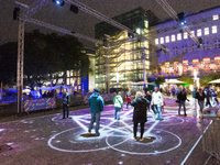 Portugal artist OCUBO art installation is seen during the opening of the Essen light festival 2024 in Essen, Germany, on October 2, 2024. (