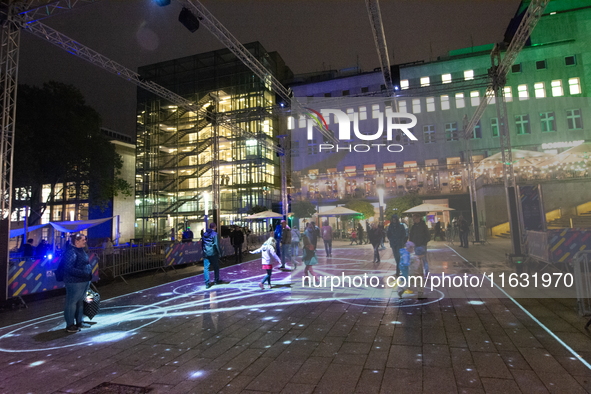 Portugal artist OCUBO art installation is seen during the opening of the Essen light festival 2024 in Essen, Germany, on October 2, 2024. 