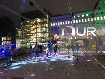 Portugal artist OCUBO art installation is seen during the opening of the Essen light festival 2024 in Essen, Germany, on October 2, 2024. (