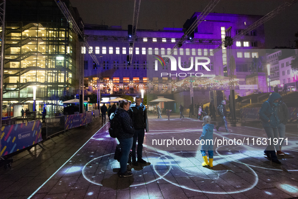 Portugal artist OCUBO art installation is seen during the opening of the Essen light festival 2024 in Essen, Germany, on October 2, 2024. 