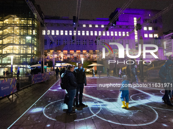 Portugal artist OCUBO art installation is seen during the opening of the Essen light festival 2024 in Essen, Germany, on October 2, 2024. (