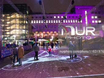 Portugal artist OCUBO art installation is seen during the opening of the Essen light festival 2024 in Essen, Germany, on October 2, 2024. (