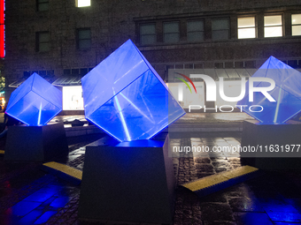 Romanian artist Daniel Popescu's art installation is seen during the opening of the Essen Light Festival 2024 in Essen, Germany, on October...