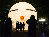 Slovak artist Viktor Freso's art installation is seen during the opening of the Essen Light Festival 2024 in Essen, Germany, on October 2, 2...