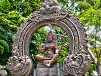 A figure of a Hindu deity is at the Shangumugham Devi Temple in Thiruvananthapuram (Trivandrum), Kerala, India, on April 2, 2024. (