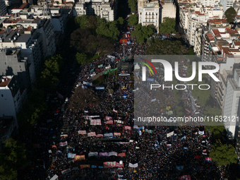 University students, unions, and social groups gather during a protest against Argentina's President Javier Milei's promise to veto a law to...