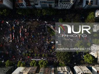 University students, unions, and social groups gather during a protest against Argentina's President Javier Milei's promise to veto a law to...