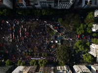 University students, unions, and social groups gather during a protest against Argentina's President Javier Milei's promise to veto a law to...