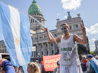 Thousands of students mobilize to the Congress of the Nation of Argentina against the presidential veto on university funding in Buenos Aire...