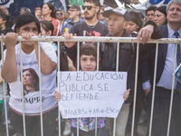 Thousands of students mobilize to the Congress of the Nation of Argentina against the presidential veto on university funding in Buenos Aire...