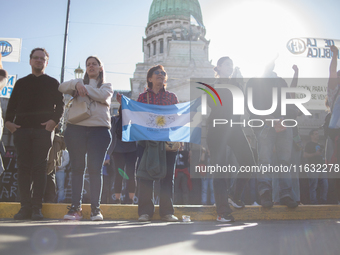 Thousands of students mobilize to the Congress of the Nation of Argentina against the presidential veto on university funding in Buenos Aire...