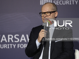 Finland's State Secretary at the Ministry of Defence and Ministry of Foreign Affairs Pasi Rajala speaks during the Warsaw Security Forum 202...