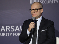 Finland's State Secretary at the Ministry of Defence and Ministry of Foreign Affairs Pasi Rajala speaks during the Warsaw Security Forum 202...