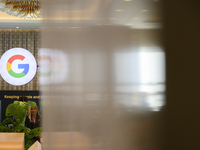 A Google logo is seen at a stand during the Warsaw Security Forum 2024 in Warsaw, Poland on October 2, 2024. WSF2024, entitled 'Ensuring Sec...