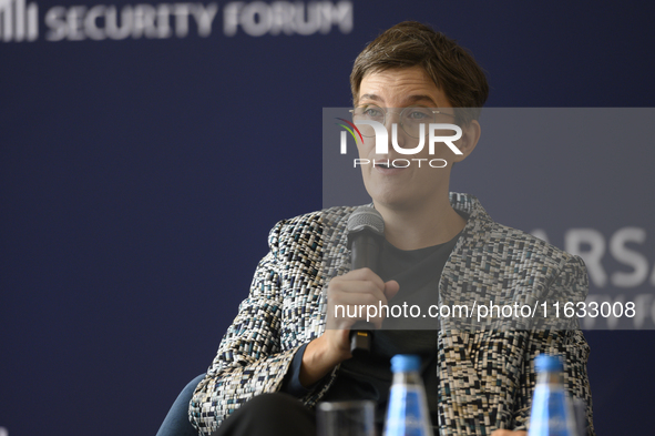 Germany's Minister of State for Europe and Climate Anna Luhrmann speaks during the Warsaw Security Forum 2024 in Warsaw, Poland on October 2...