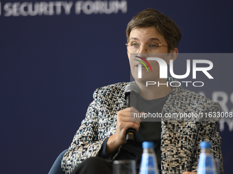 Germany's Minister of State for Europe and Climate Anna Luhrmann speaks during the Warsaw Security Forum 2024 in Warsaw, Poland on October 2...