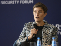 Germany's Minister of State for Europe and Climate Anna Luhrmann speaks during the Warsaw Security Forum 2024 in Warsaw, Poland on October 2...