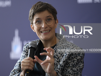 Germany's Minister of State for Europe and Climate Anna Luhrmann speaks during the Warsaw Security Forum 2024 in Warsaw, Poland on October 2...