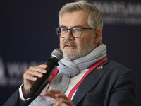 Dietmar Nietan of Social Democratic Party (SPD) and Coordinator of German-Polish Intersocietal and Cross-border Cooperation speaks during th...