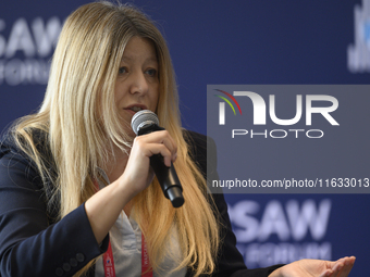 Katarzyna Ueberhan of the New Left (Nowa Lewica) party speaks during the Warsaw Security Forum 2024 in Warsaw, Poland on October 2, 2024. WS...