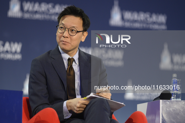 Taiwan's Deputy Secretary-General of the National Security Council Fei-Fan Lin looks on during the Warsaw Security Forum 2024 in Warsaw, Pol...