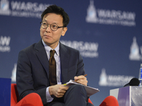 Taiwan's Deputy Secretary-General of the National Security Council Fei-Fan Lin looks on during the Warsaw Security Forum 2024 in Warsaw, Pol...