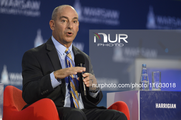 Gen. Jeffrey Harrigian, Vice President Strategic Campaigns at Lockheed Martin speaks during the Warsaw Security Forum 2024 in Warsaw, Poland...