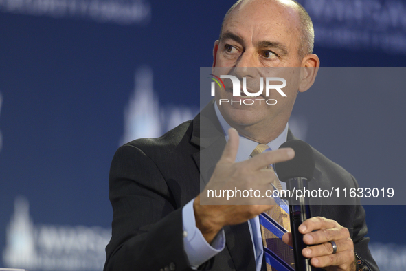 Gen. Jeffrey Harrigian, Vice President Strategic Campaigns at Lockheed Martin speaks during the Warsaw Security Forum 2024 in Warsaw, Poland...