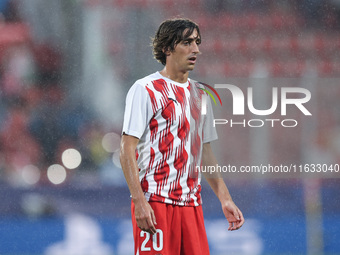 Bryan Gil of Girona FC participates in the UEFA Champions League 2024/25 League Phase MD2 match between Girona FC and Feyenoord at Estadi Mo...