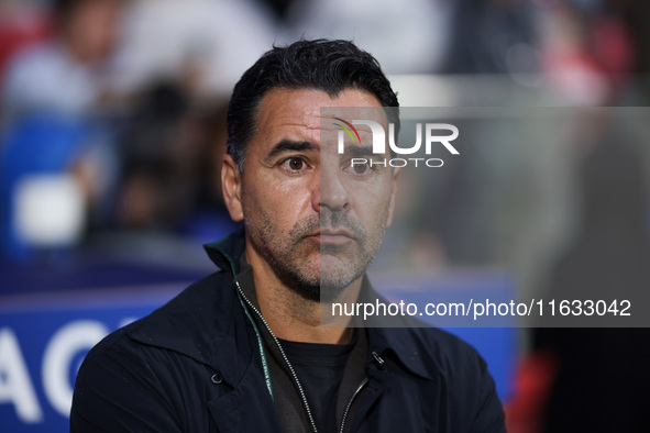 Michel is the coach of Girona FC during the UEFA Champions League 2024/25 League Phase MD2 match between Girona FC and Feyenoord at Estadi M...