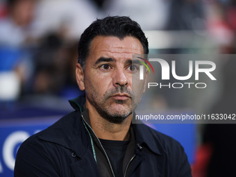 Michel is the coach of Girona FC during the UEFA Champions League 2024/25 League Phase MD2 match between Girona FC and Feyenoord at Estadi M...