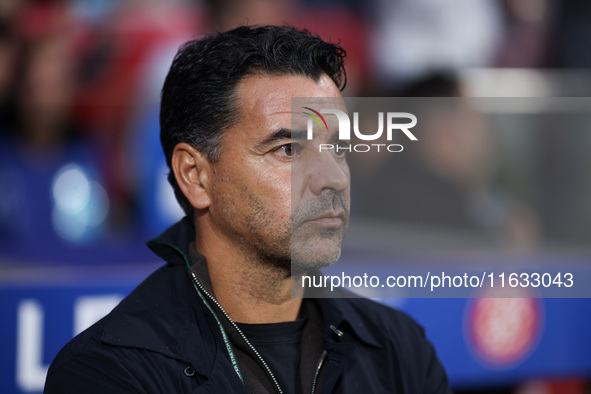 Michel is the coach of Girona FC during the UEFA Champions League 2024/25 League Phase MD2 match between Girona FC and Feyenoord at Estadi M...