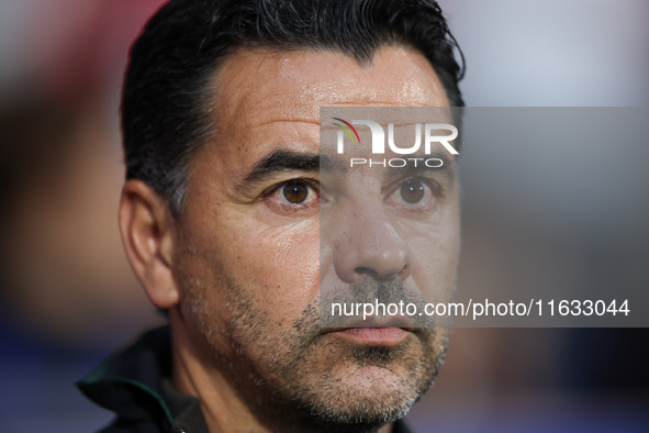 Michel is the coach of Girona FC during the UEFA Champions League 2024/25 League Phase MD2 match between Girona FC and Feyenoord at Estadi M...