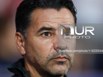 Michel is the coach of Girona FC during the UEFA Champions League 2024/25 League Phase MD2 match between Girona FC and Feyenoord at Estadi M...