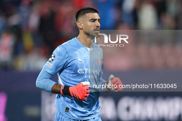 Gazzaniga of Girona FC participates in the UEFA Champions League 2024/25 League Phase MD2 match between Girona FC and Feyenoord at Estadi Mo...